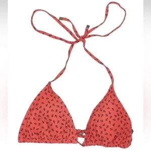 Ann Taylor Red Anchor Nautical Coastal String Bikini Top Size S Small